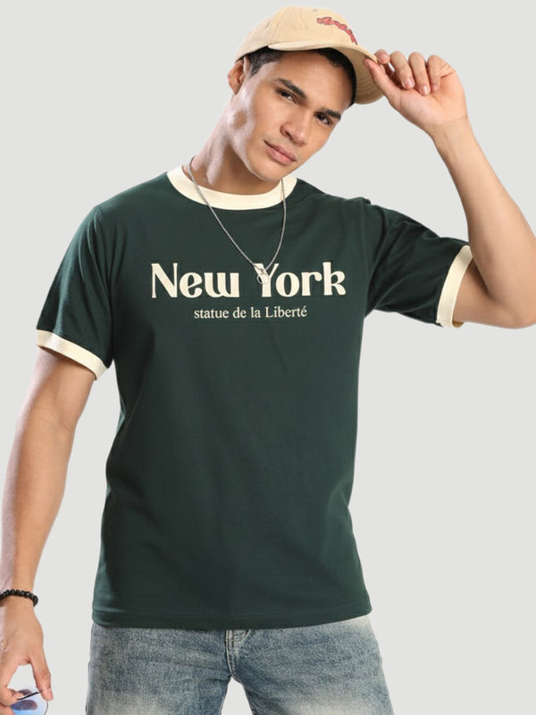Men Graphic Ringer T-Shirt Colour Block