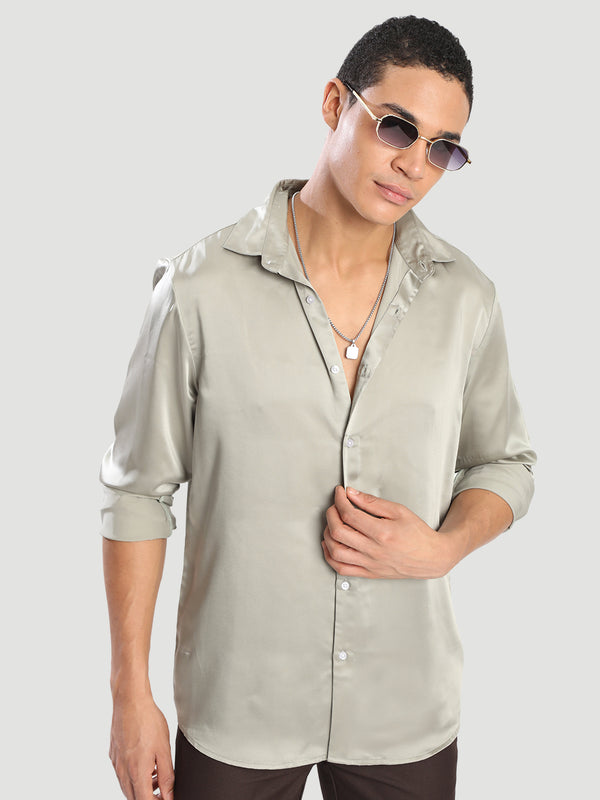 Men Relaxed Fit Satin Partywear Shirt