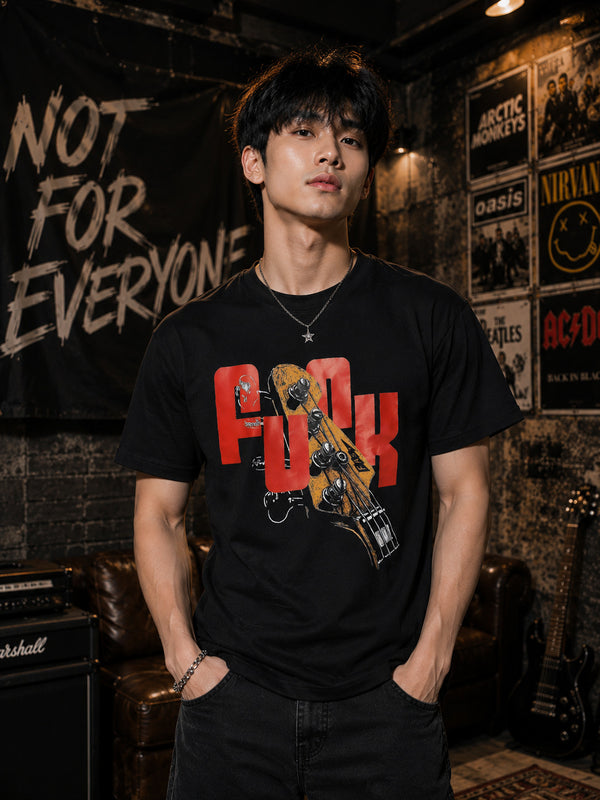 Men Round Neck Typography Printed Cotton T-shirt