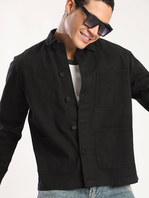 Men Relaxed Fit Cotton Jacket With 3Pocket