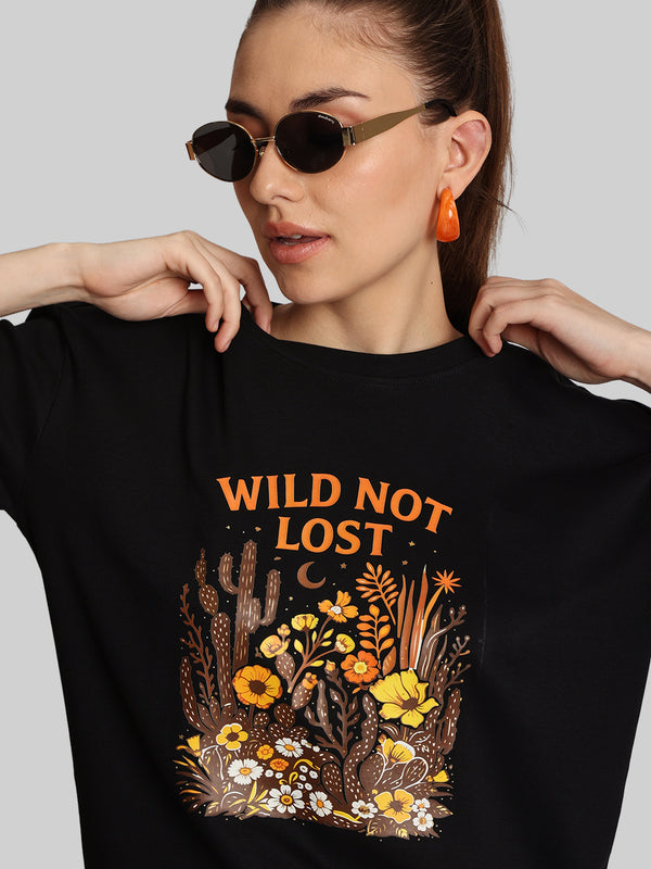 Women Oversize Floral Graphic Printed T-Shirt