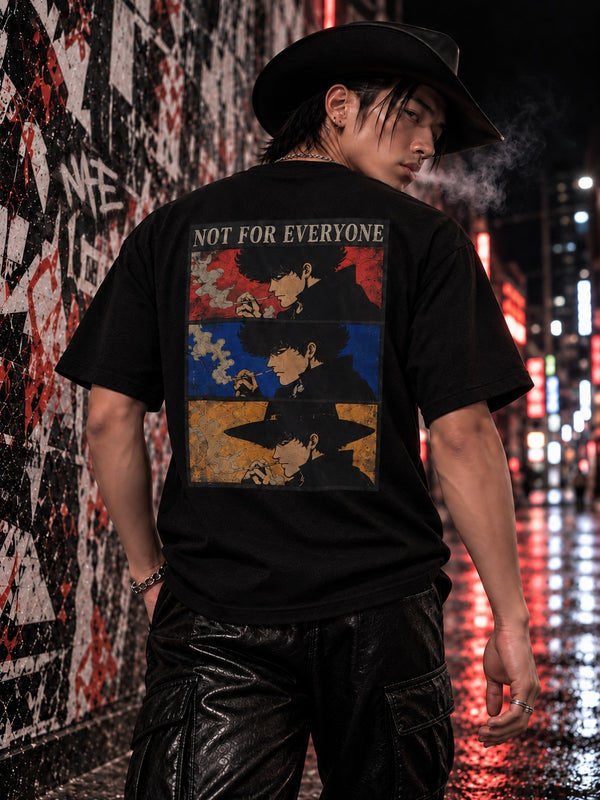 Men Black Regular Anime Graphic T-Shirt