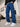 Men Navy Blue Straight Convertible Cargo Denim Trouser