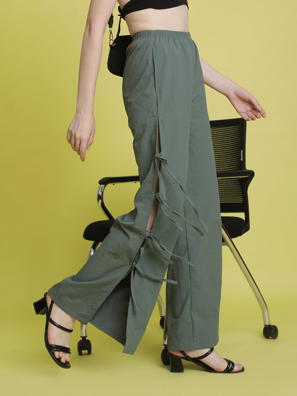 Women Green Cargo Trousers