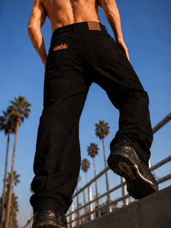 Men Black Badge Bootcut Jeans