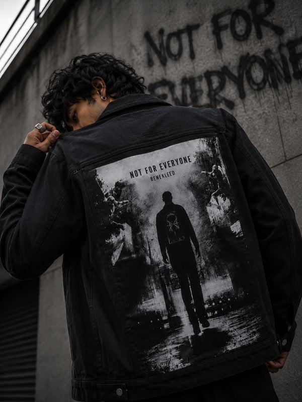 Unisex Mood Switch Relaxed Denim Jacket with Swappable Graphic Patch