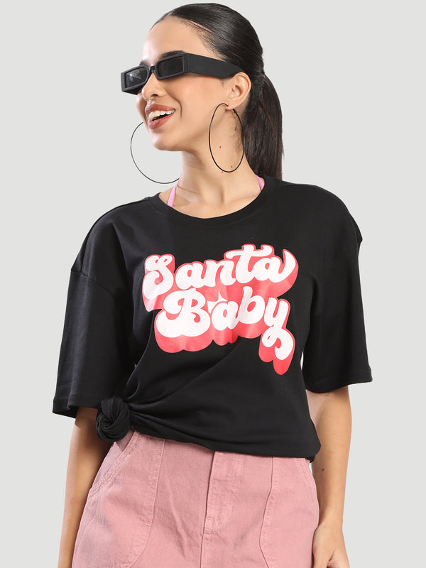 Women Oversized Graphic print Half Sleeves Crew Neck T-Shirt