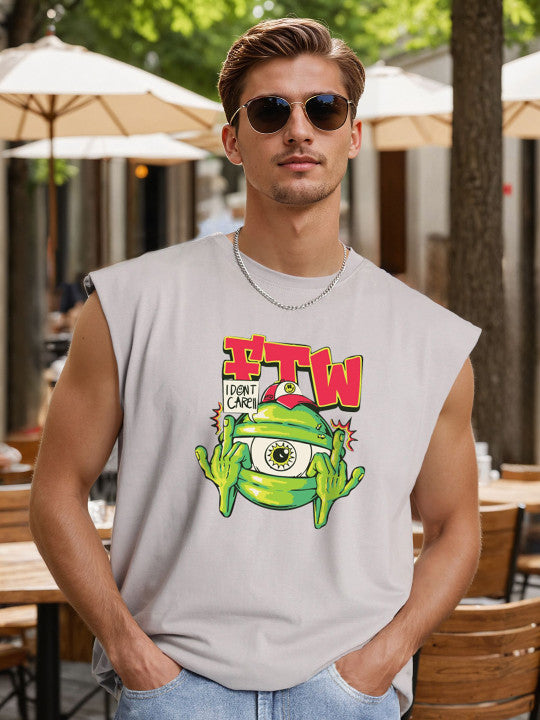 Men Oversized Sleeveless Graphic T-Shirt