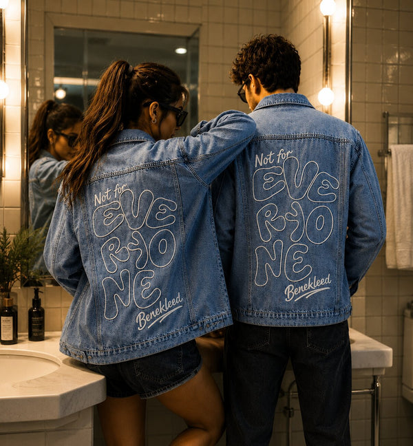 Unisex Mood Switch Relaxed Denim Jacket with Swappable Applique Patch