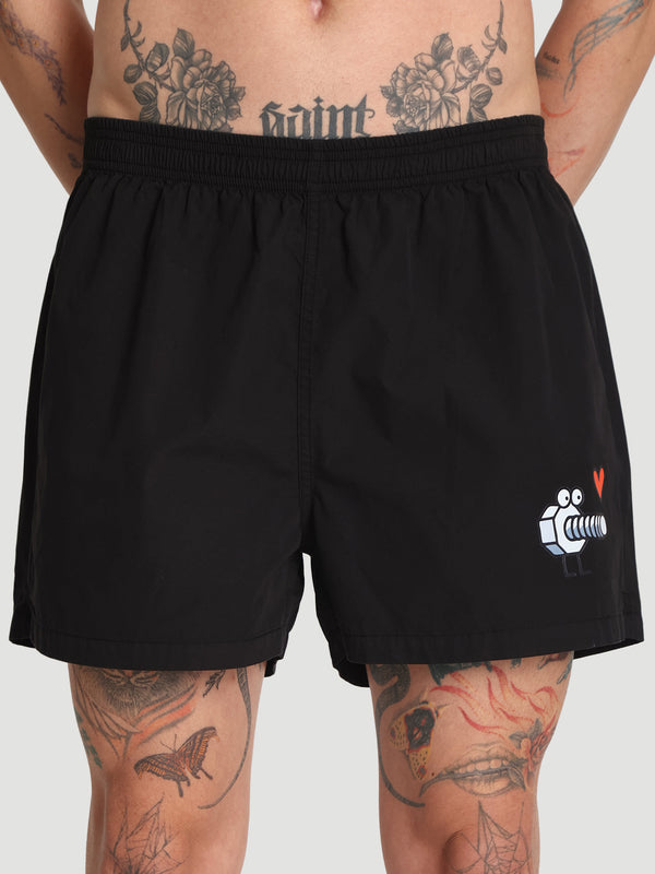 Men Solid Mid-Rise Relaxed Fit Graphic Lounge Boxer Shorts