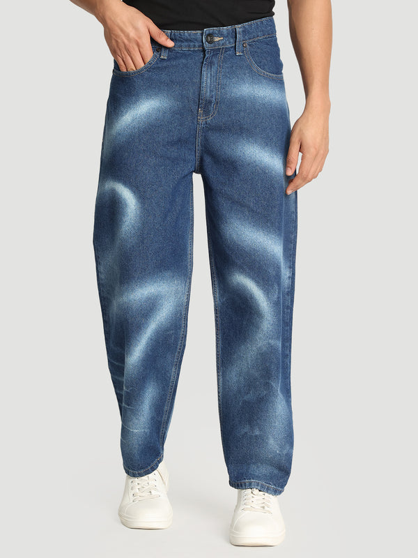 Men Baggy Spray Washed Jeans