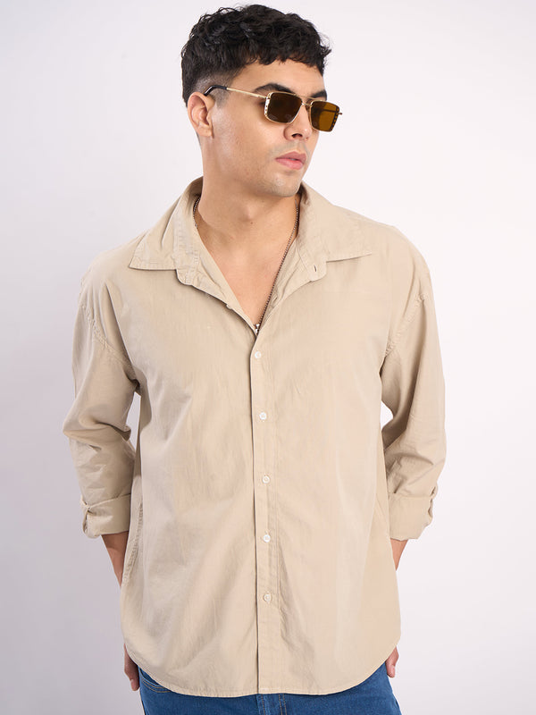 Men Grey Oversize Cotton Casual Shirt