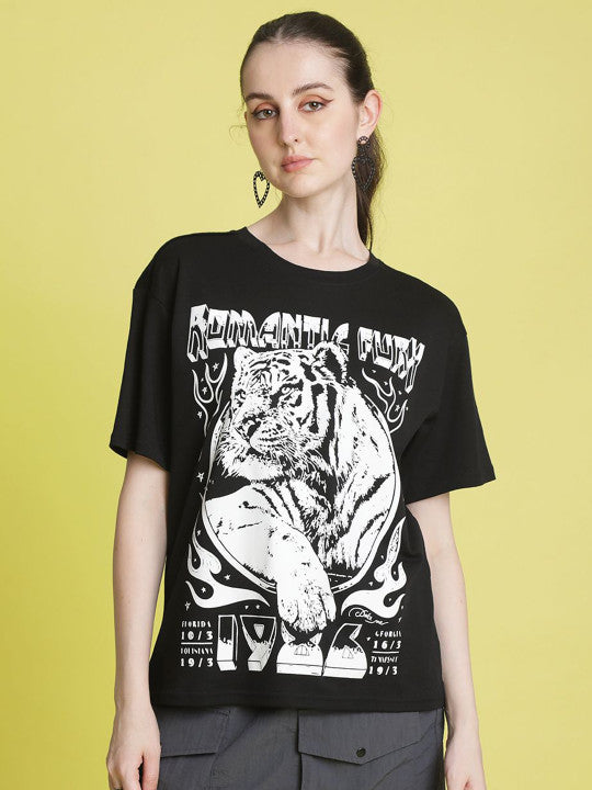 Women Romatic Fury Oversize Pritned T-Shirt