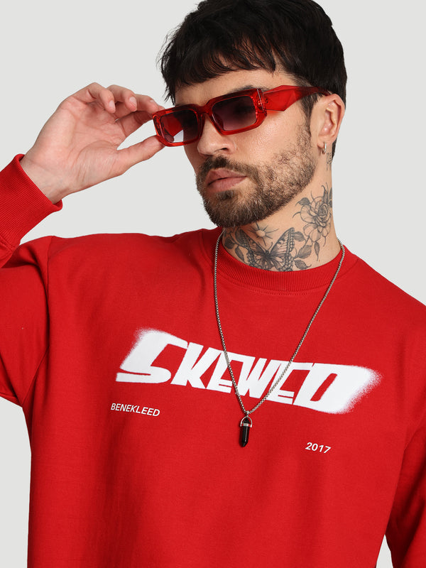 Men Crew Neck Drop Shoulder Graphic printed Olive Sweatshirt