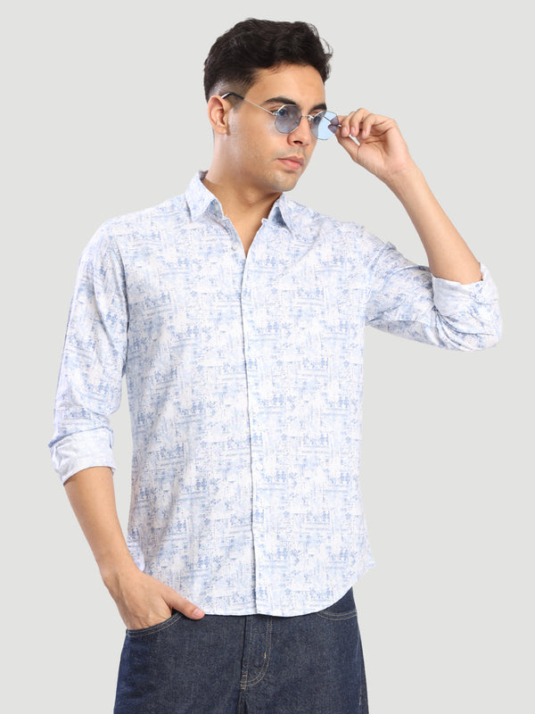 Mens printed textured regular fit casual Shirt