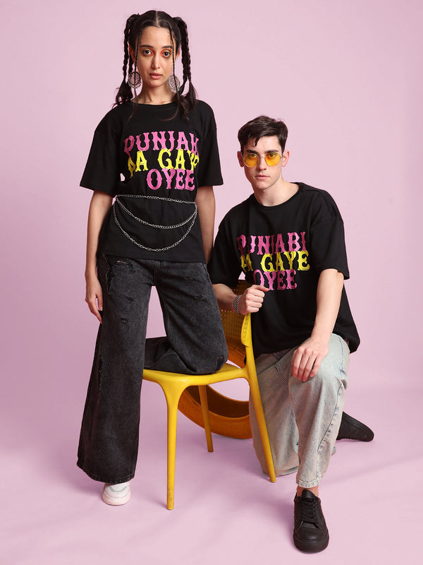 Men Black Graphic Print Oversized T-Shirt