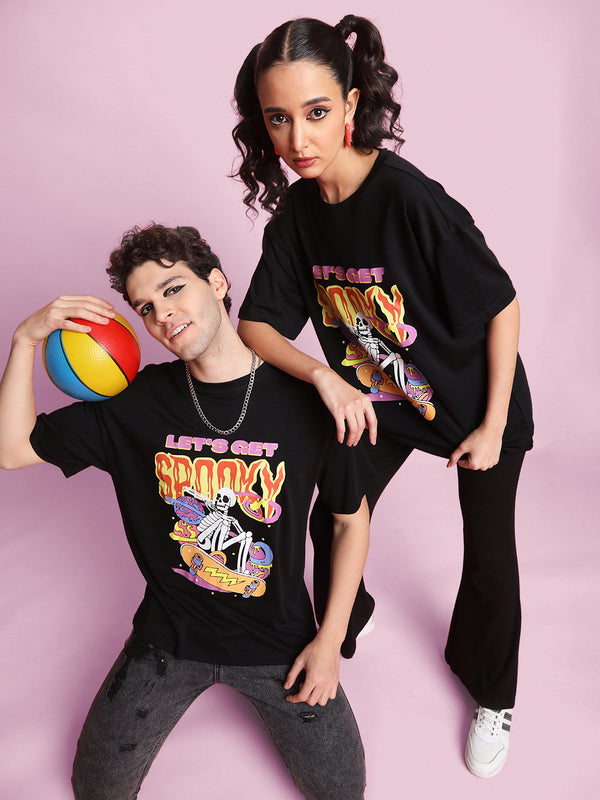 Women Black Graphic Printed Oversized Fit T-Shirt