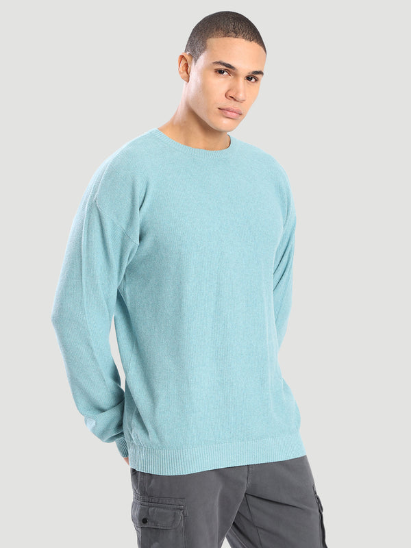 Men regular fit Aqua knitted Sweater