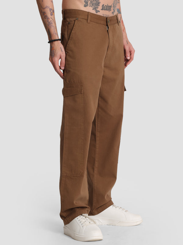 Men Straight Long Cargo Pocket Casual Trouser
