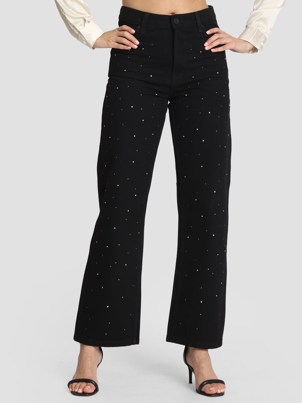 Women Relaxed Fit Mid-Rise Embellished Jeans