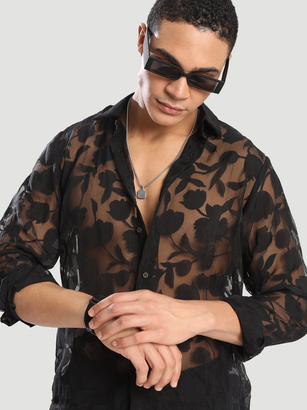 Men Regualr Fit Burnt Out Casual Shirt