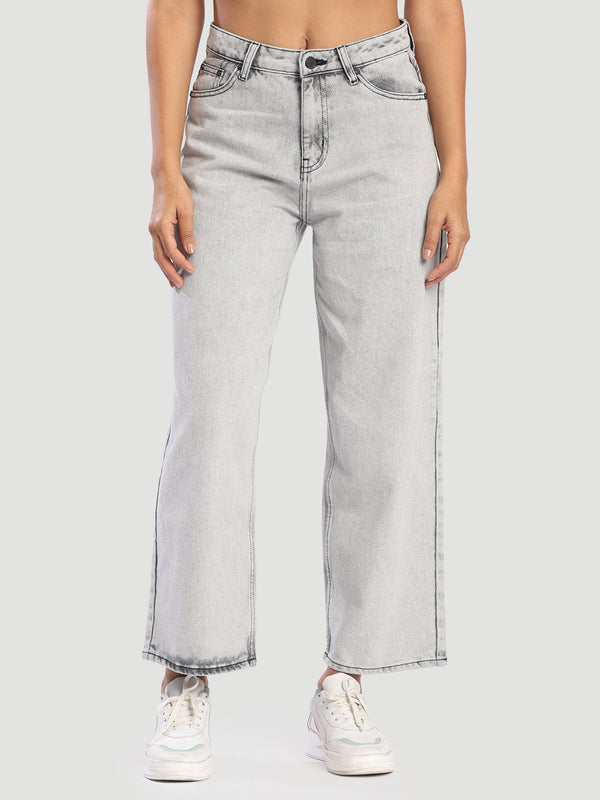 Women Light Grey Baggy Fit Jeans