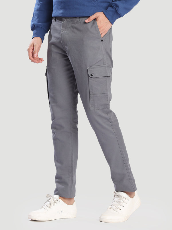 Men Grey Slim Fit Cargo Trousers