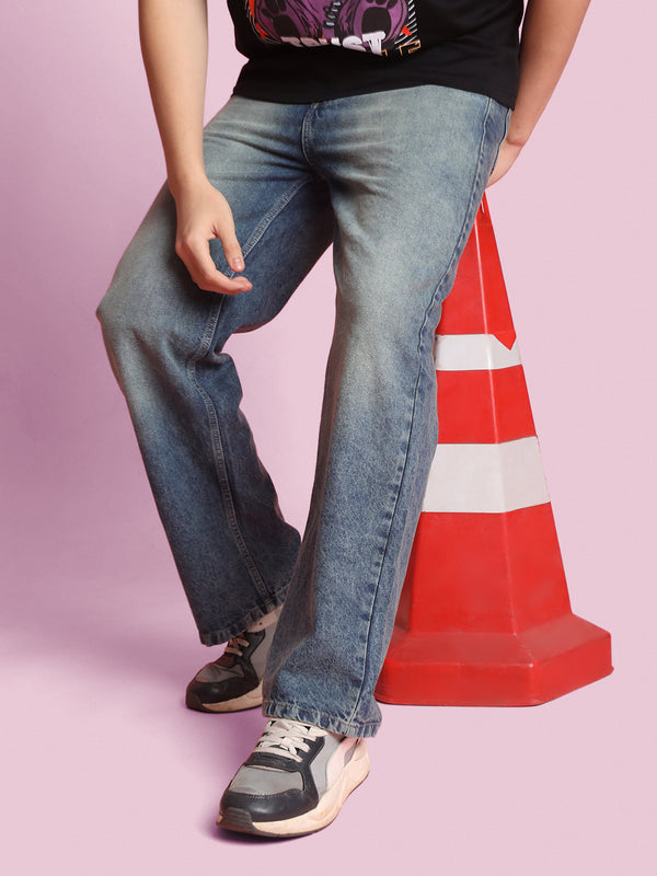 Men's Tinted Low Fade Wide Leg Jeans