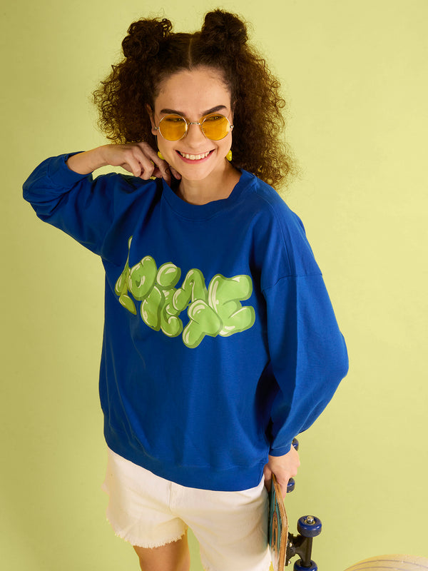 Women Over Size Royal Blue Sweatshirts