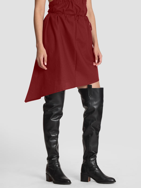 Women Solid Slim Fit Side Tie Up Mini Skirt