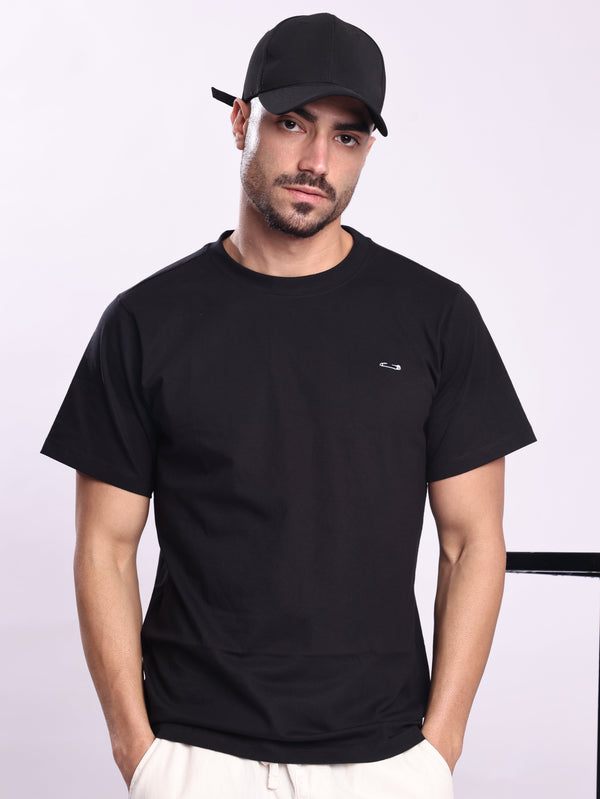 Men Black Embroided T Shirt