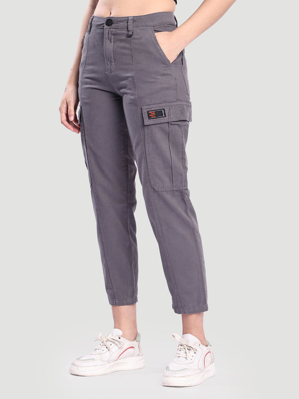 Women Grey Paneled Cargo Trouser