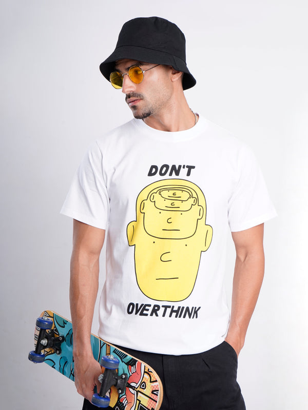 Men White Graphic Print T Shirt