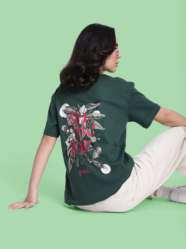 Women Green Graphic Print Oversized T-shirt