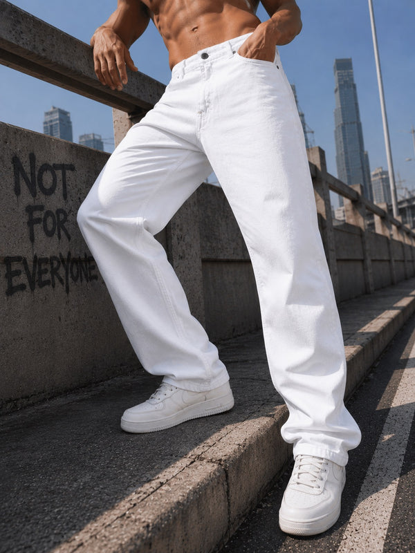 Men White Relaxed Jeans