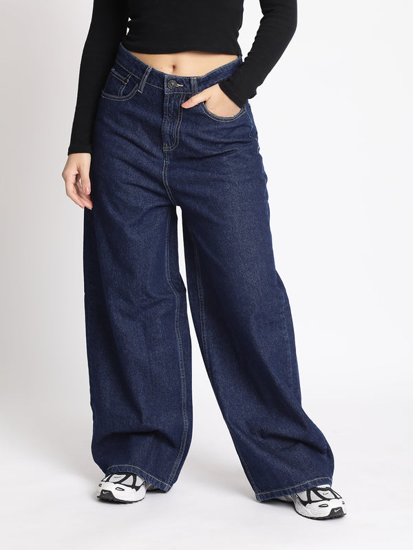 Women Blue Super Baggy-Fit Jeans