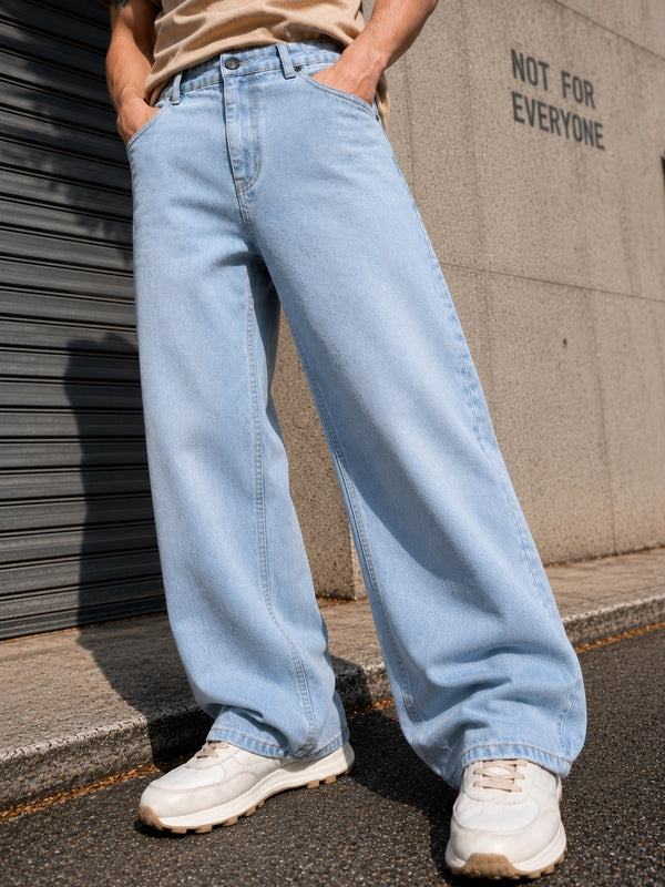 Men Wide Leg Heavy Fade Jeans