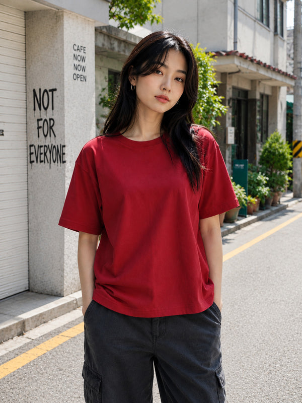 Women Red Oversized T-shirt
