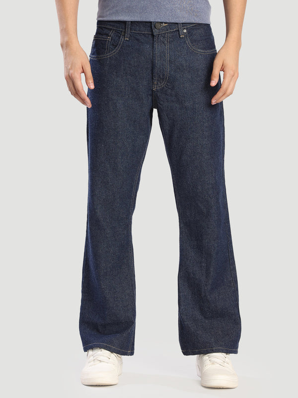 Men Navy Bootcut Jeans