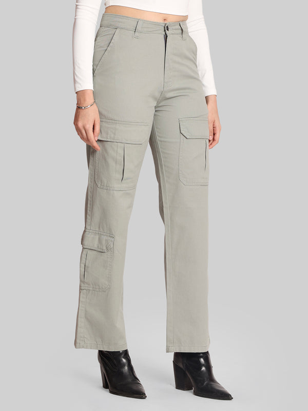 Women Loose Fit Pure Cotton Parachute Cargo Trouser
