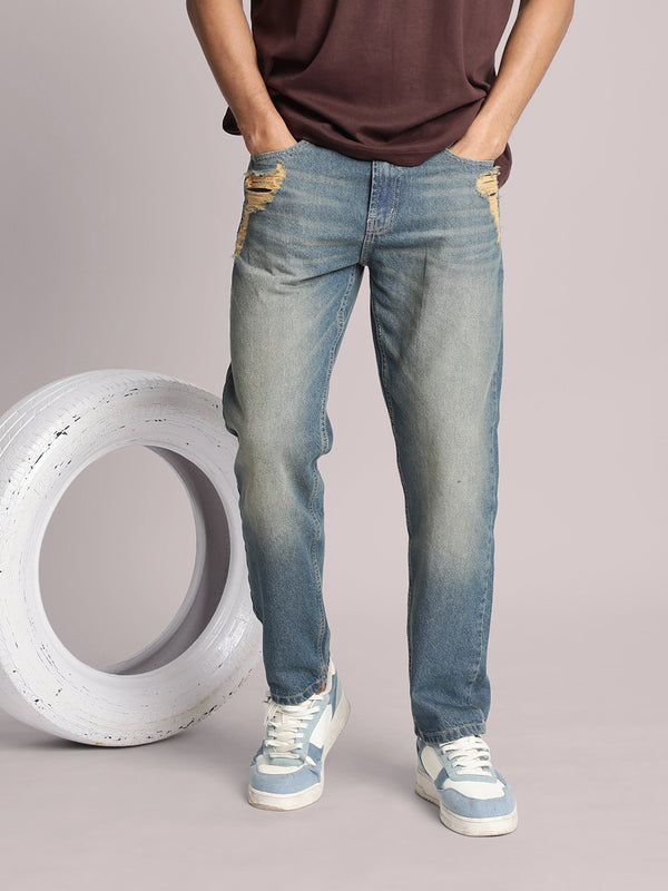 Men Blue Tinted Relaxed Fit Jeans