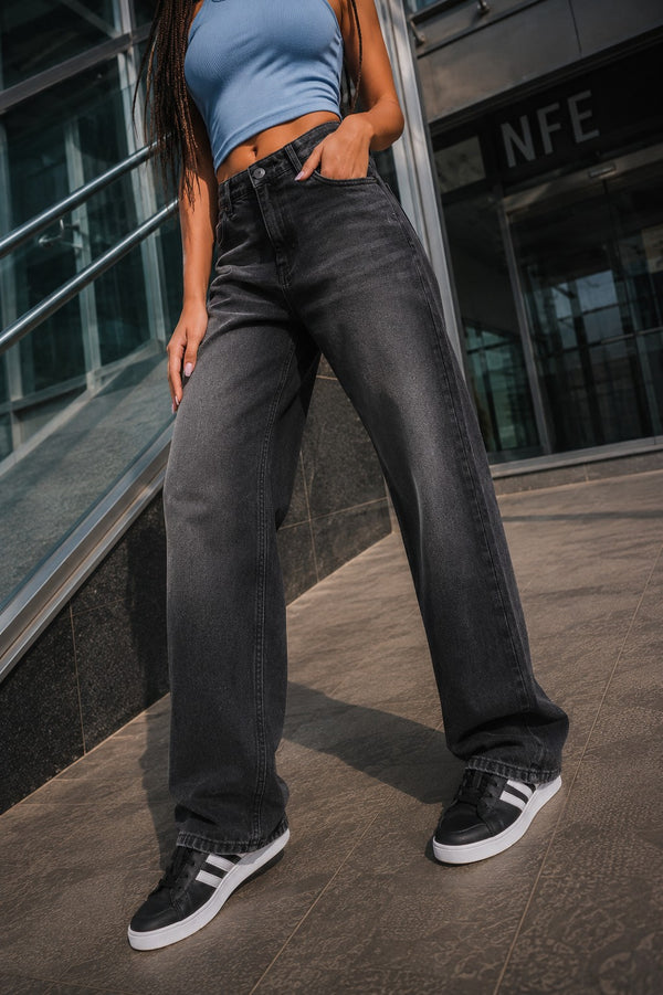 Women Black Relaxed-Fit Solid Denim Jeans