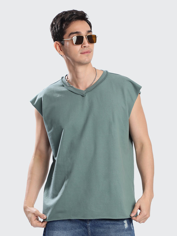 Men Oversized V Neck Sleeveless T-Shirt