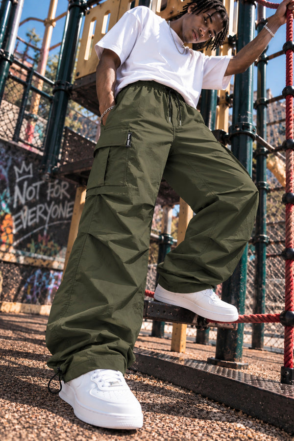 Men Green Parachute Trouser