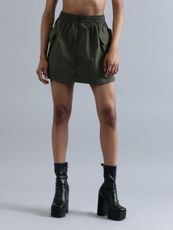 Women Solid Cargo skirt