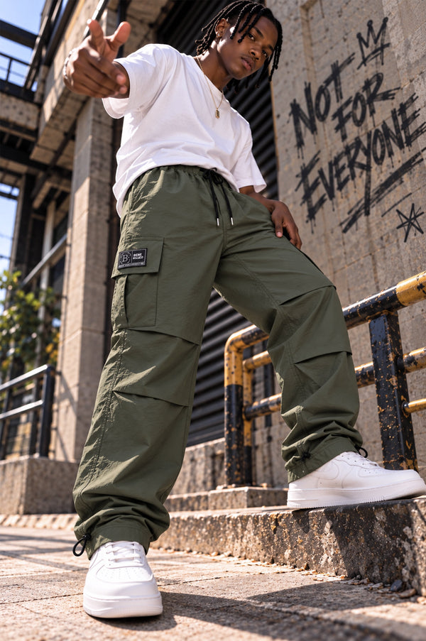Men Green Parachute Nylon Trouser