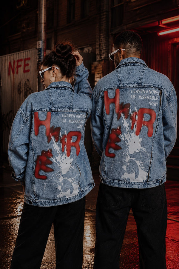 Unisex Oversized Denim Jacket With Swappable Graphic Patch