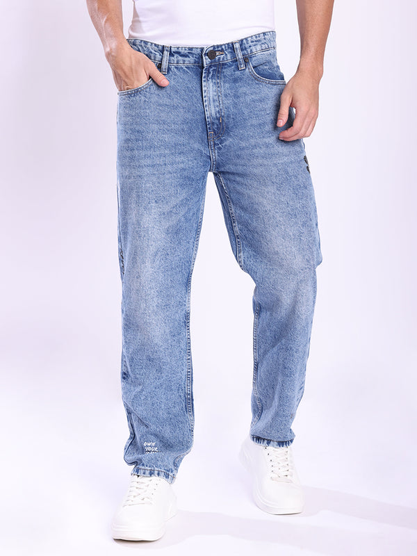 Men Blue Relax Fit Printed Jeans