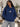 Women Blue Relax Embroidered Hoodie Sweatshirt