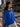 Women Royal Blue Solid Medium Length Oversized Sweatshirt